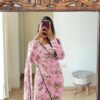 Stylish Women Floral Design Pink Saree