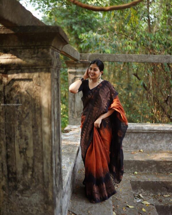 Cotton Wedding Ethnic Orange Saree