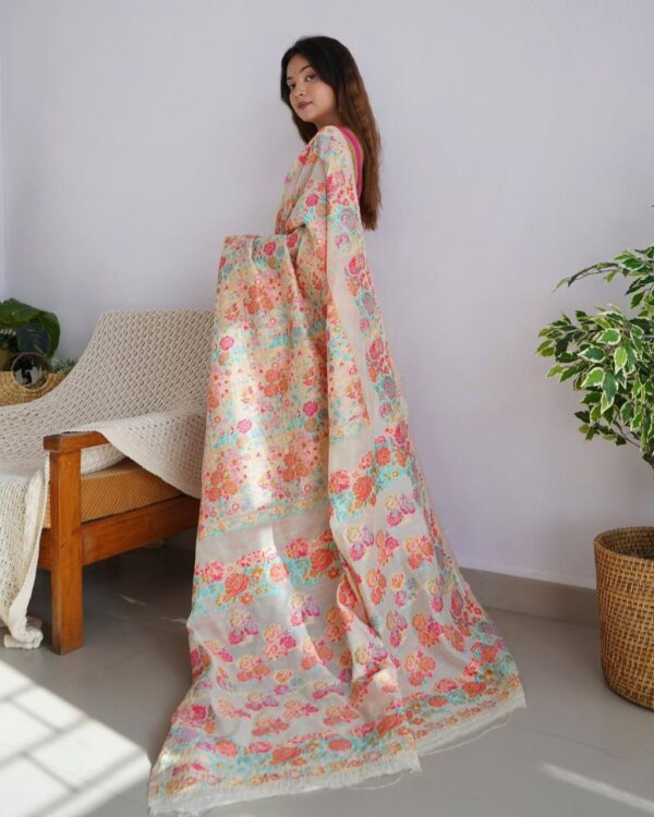Stylish Weaving Floral Design Multi Saree