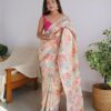 Stylish Weaving Floral Design Multi Saree