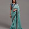 Fancy Look Work Border Sky Blue Saree