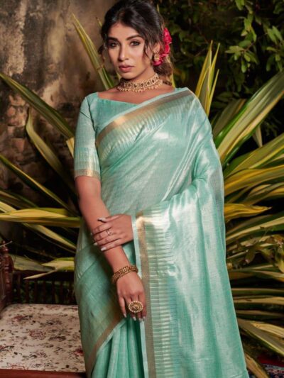 Sky Blue Saree For Women's Stylish Wear