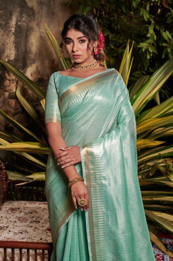 Sky Blue Saree For Women's Stylish Wear
