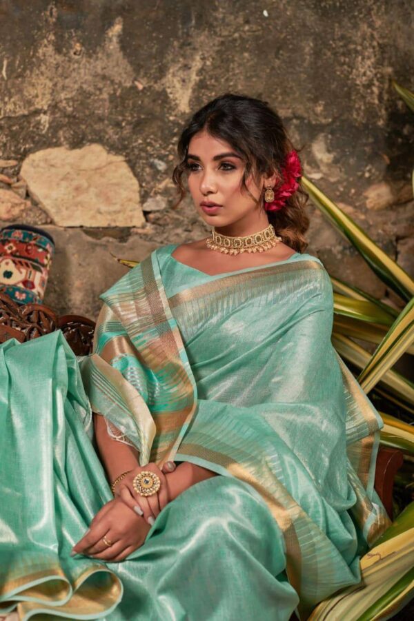 Sky Blue Saree For Women's Stylish Wear
