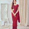 Party Wear Ready to wear Red Saree
