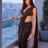 Sequence Black Saree For Women's Fancy Wear