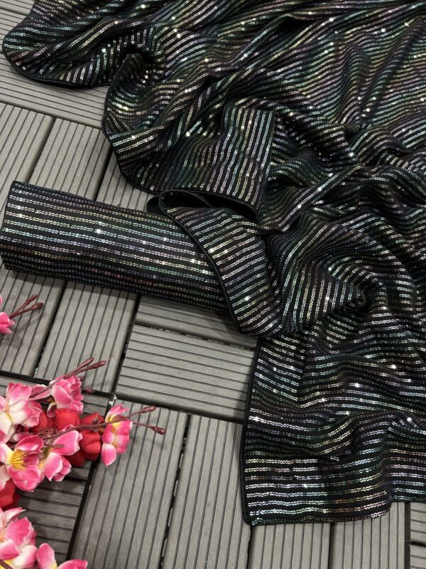 Sequence Black Saree For Women's Fancy Wear