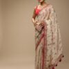 Stylish Floral White Saree with Lace Border