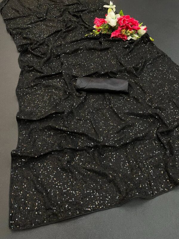 Sequence Black Saree For Women