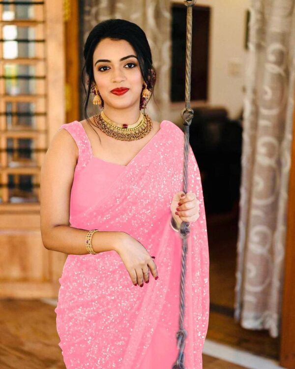 Bollywood Women Wear Pink Saree