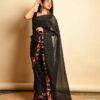 Designer Thread Work Border Black Saree