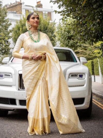 Wedding Stylish Silk White Saree