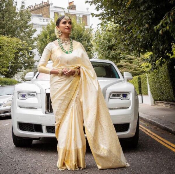 Wedding Stylish Silk White Saree