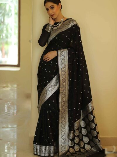 Bollywood Wedding Silk Black Saree