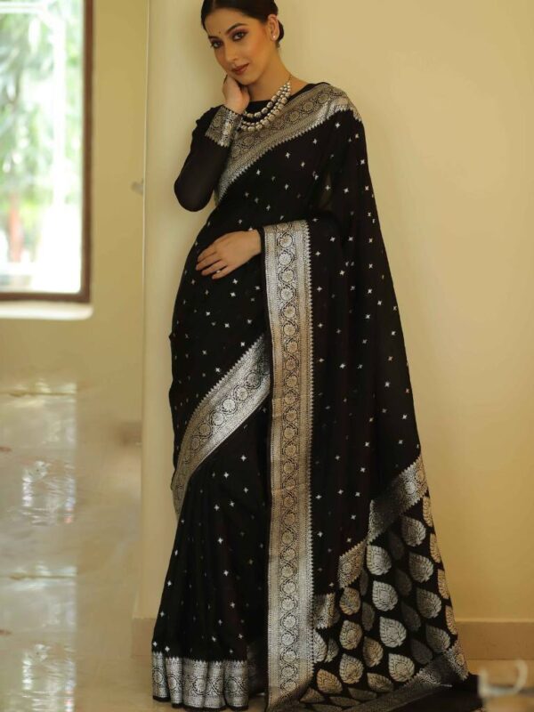 Bollywood Wedding Silk Black Saree