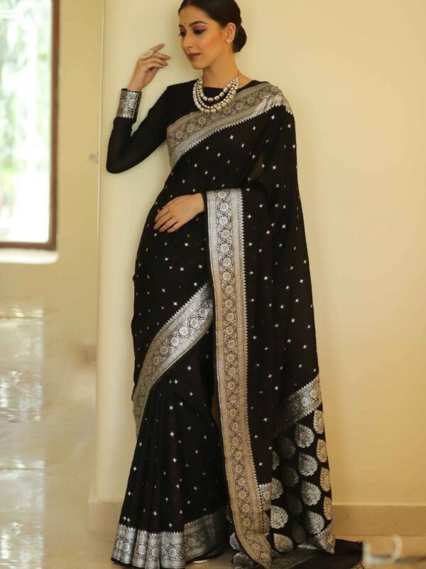 Bollywood Wedding Silk Black Saree