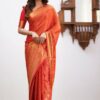 Banarasi Designer Silk Red Saree