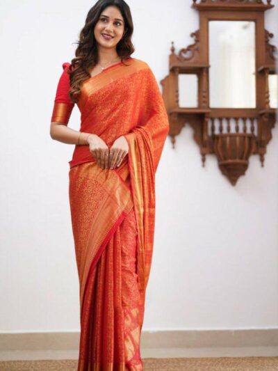 Banarasi Designer Silk Red Saree