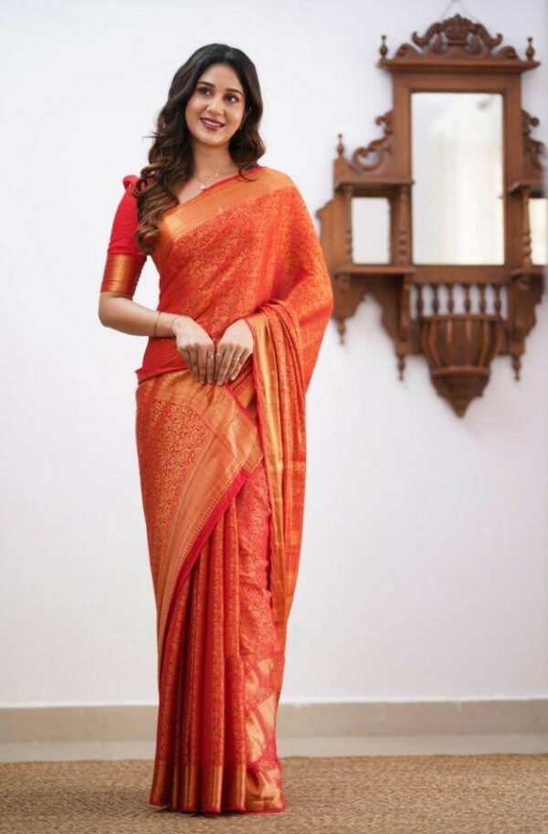 Banarasi Designer Silk Red Saree