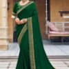 Wedding Embroidery Silk Green Saree