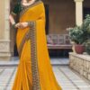 Work Border Haldi Function Yellow Saree