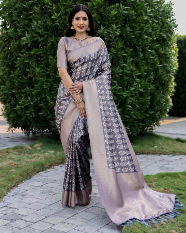 Wedding Designer Silk Grey Saree