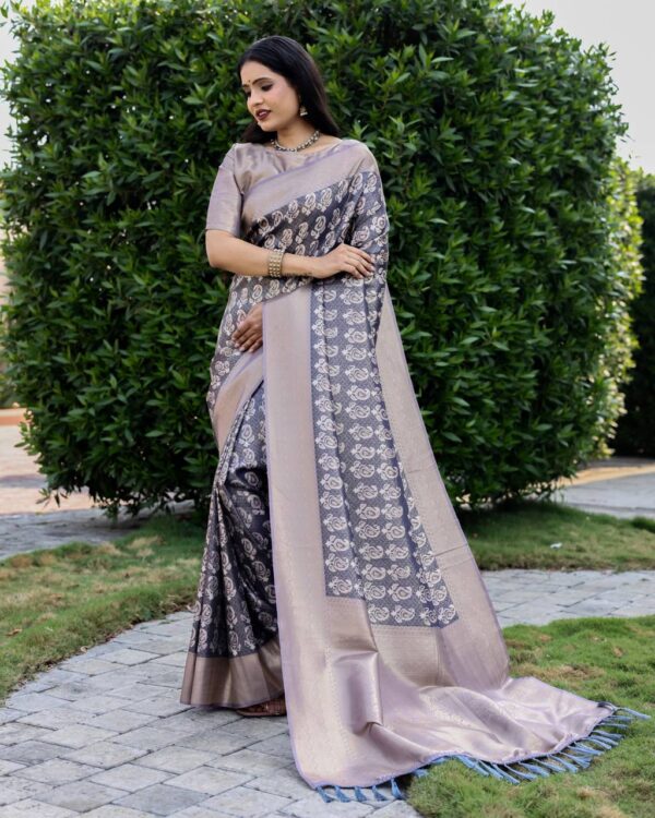 Wedding Designer Silk Grey Saree