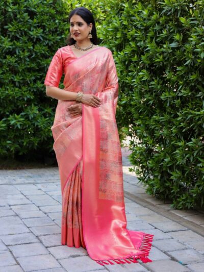 Designer Banarasi Silk Pink Saree