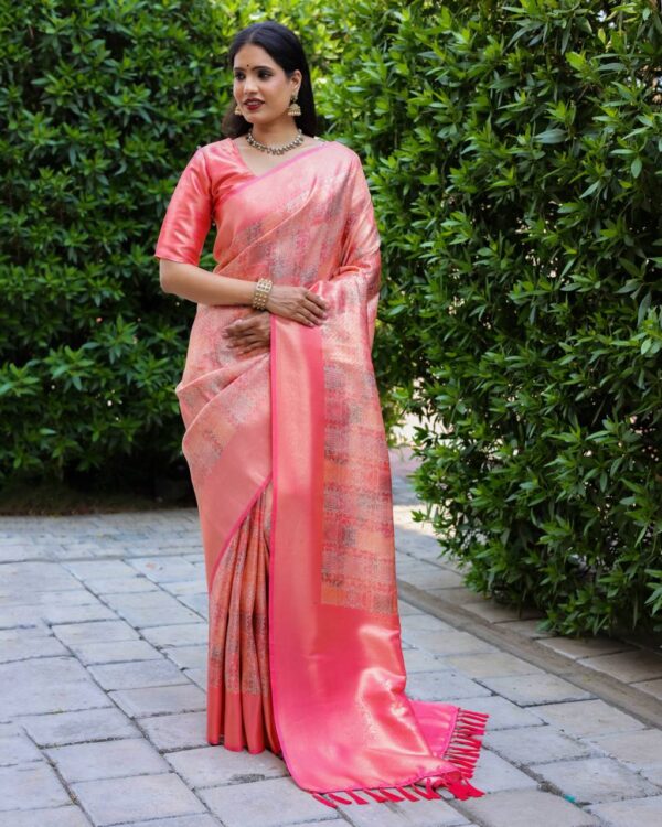 Designer Banarasi Silk Pink Saree