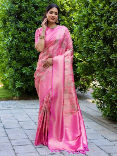 Wedding Festival Banarasi Pink Saree