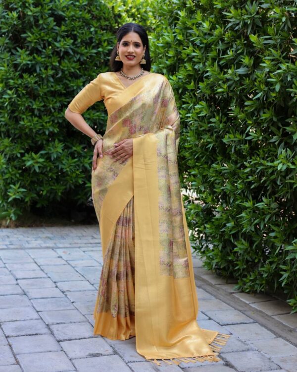 Festival Wear Banarasi Silk Yellow Saree