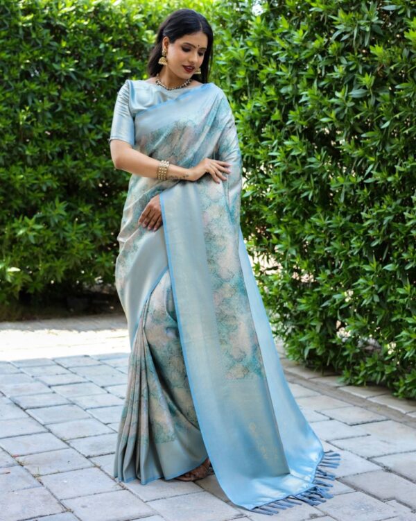 Banarasi Women Silk Sky Blue Saree