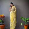 Thread Work Cut Border Yellow Saree