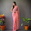 Stylish Designer Thread Work Pink Saree