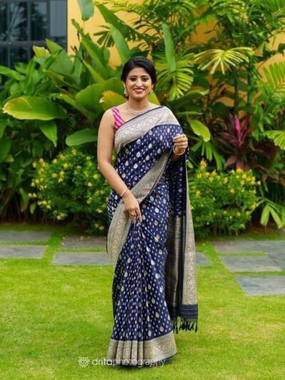 Wedding Occasion Wear Silk Blue Saree