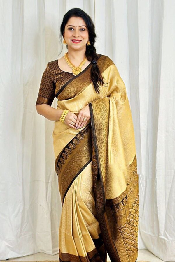 Designer Wedding Silk Yellow Saree