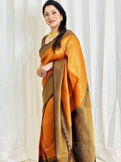 Traditional Wedding Silk Orange Saree