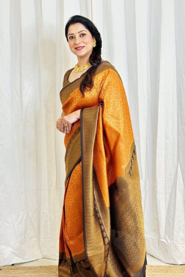 Traditional Wedding Silk Orange Saree