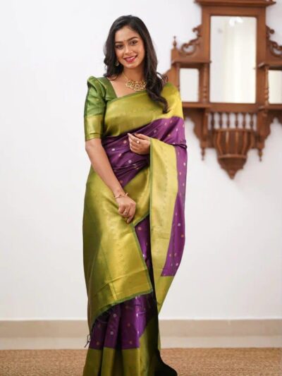 Banarasi Traditional Wear Silk Purple Saree