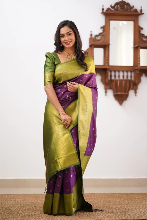 Banarasi Traditional Wear Silk Purple Saree