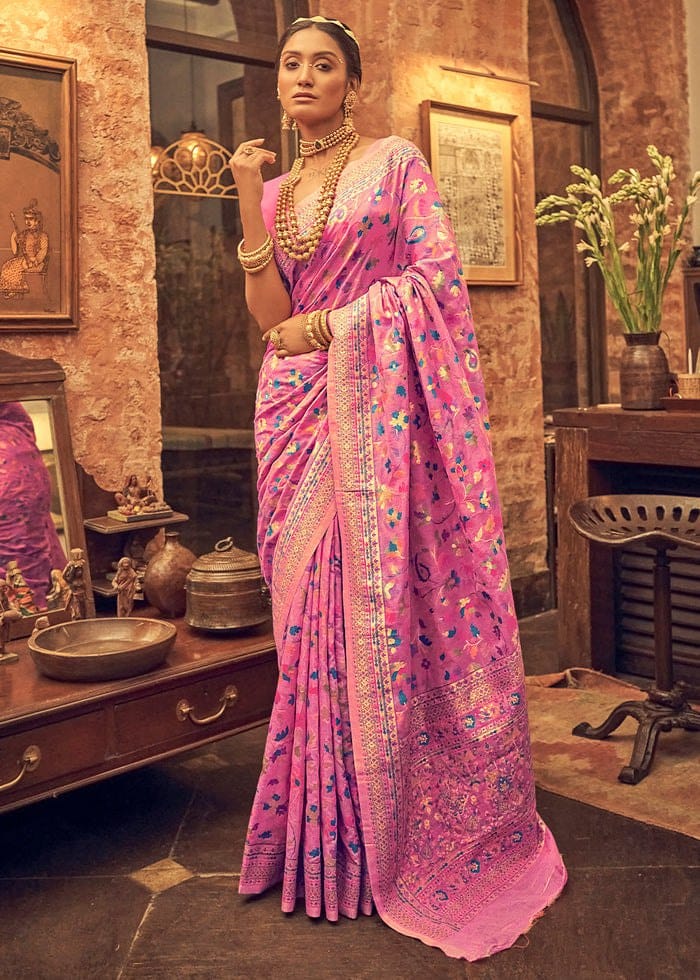 Buy Wedding Party Wear Silk Pink Saree 30.99 Only