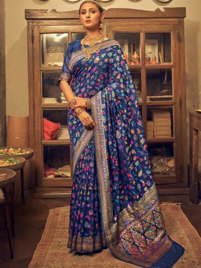 Designer Banarasi Silk Blue Saree