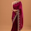 UK Wedding Work Border Purple Saree