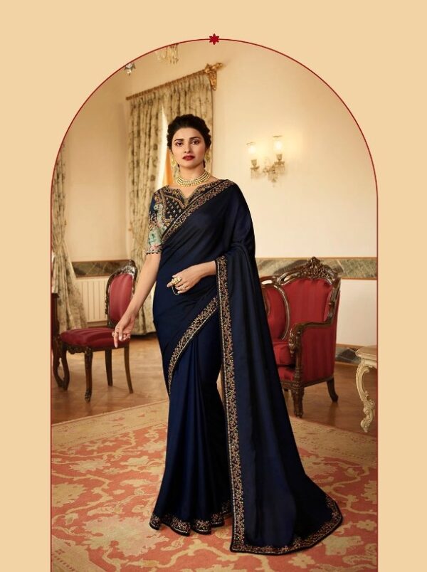 Fancy Embroidery Work Border Blue Saree