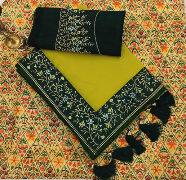 Bollywood Women Work Yellow Saree
