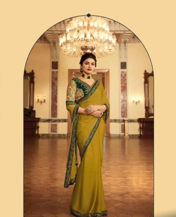Bollywood Women Work Yellow Saree