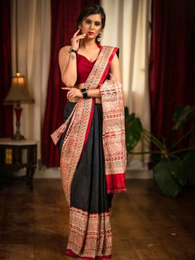 Formal Silk Black Saree Designer Border