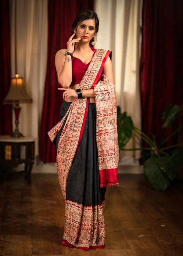 Formal Silk Black Saree Designer Border