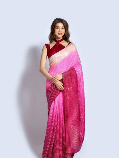 Fancy Bollywood Pink Saree Sequence