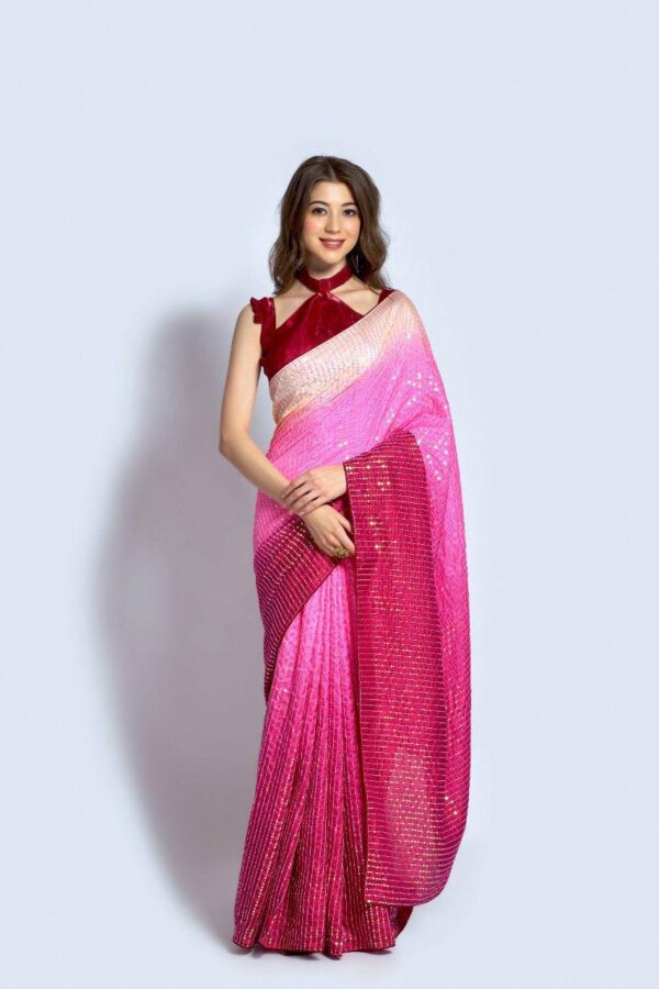 Fancy Bollywood Pink Saree Sequence